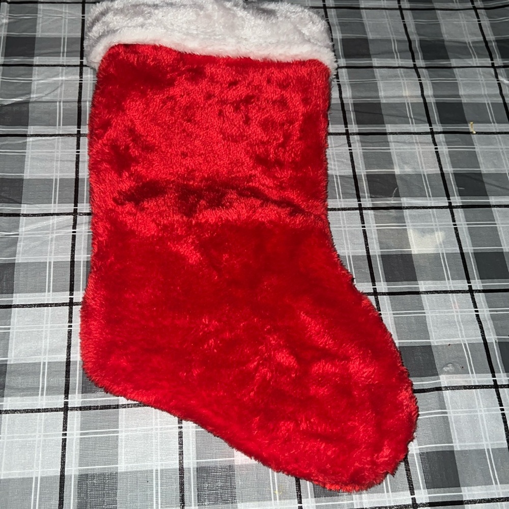 NWOT STOCKING XMAS DECOR RED WHITE